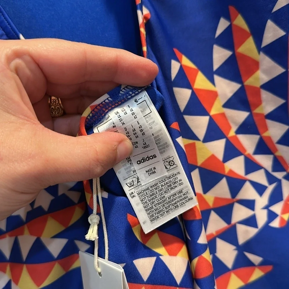 NWT! Adidas X Farm Rio Blue Banana Print One Piece Swimsuit 4X Plus